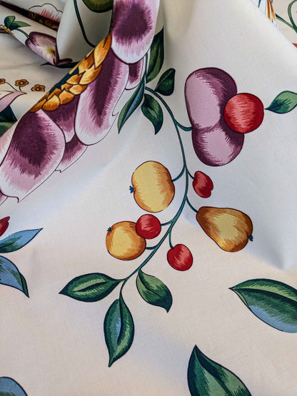 by yard Scalamandre Fantasie Indiene Flowers Butterfly Chinoiserie Botanical Floral Tree Foliage Large Pattern White Red Green Brown