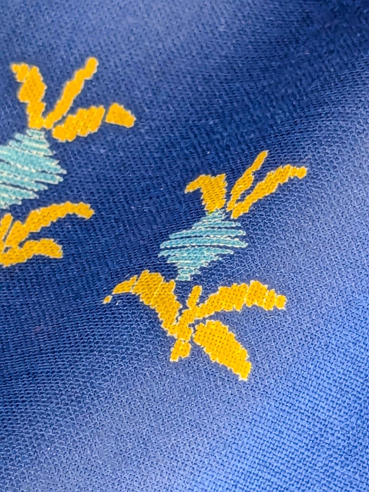 by yard Scalamandre Small Scale Yellow on Blue Botanical Floral Classy