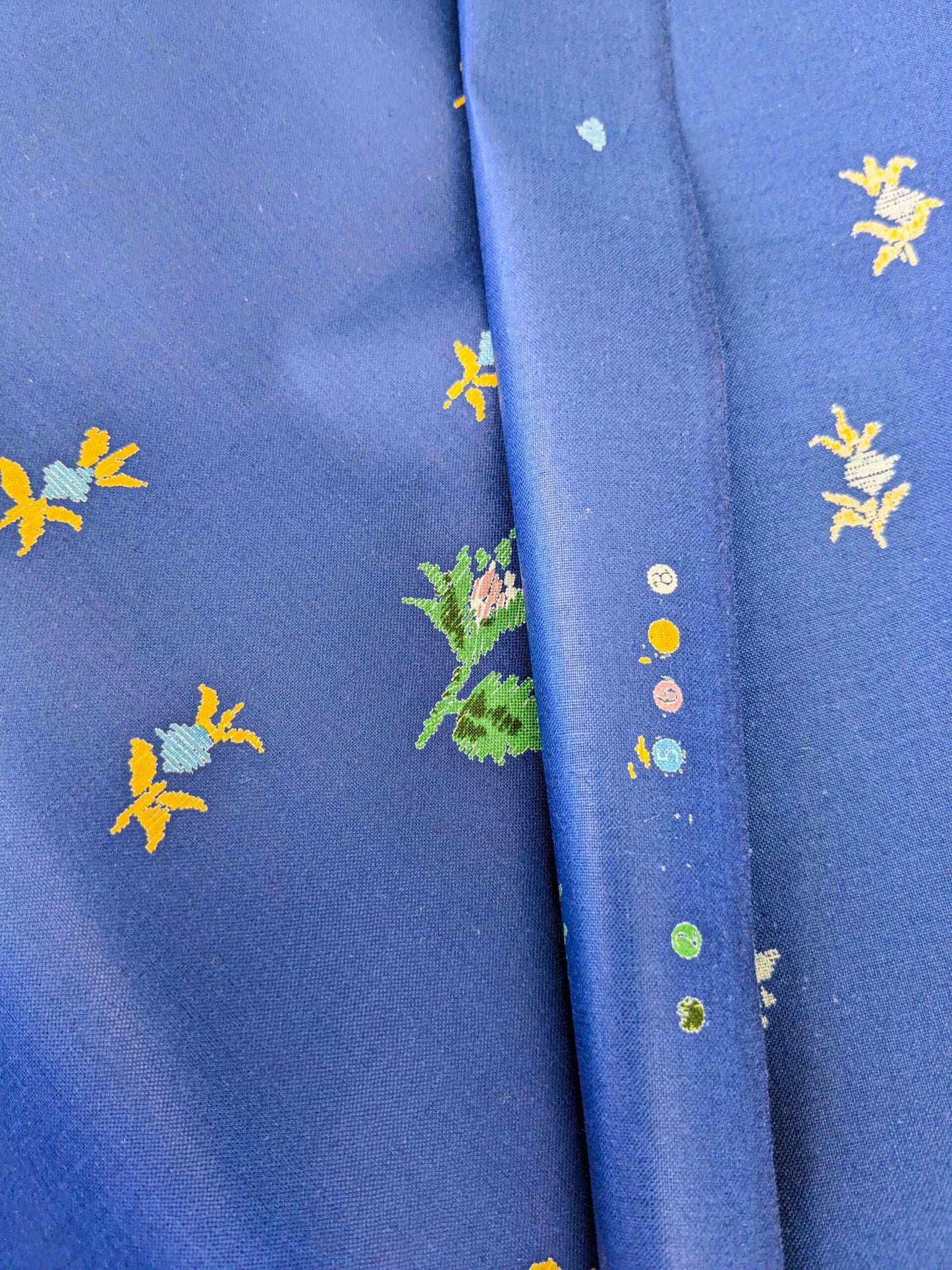 by yard Scalamandre Small Scale Yellow on Blue Botanical Floral Classy