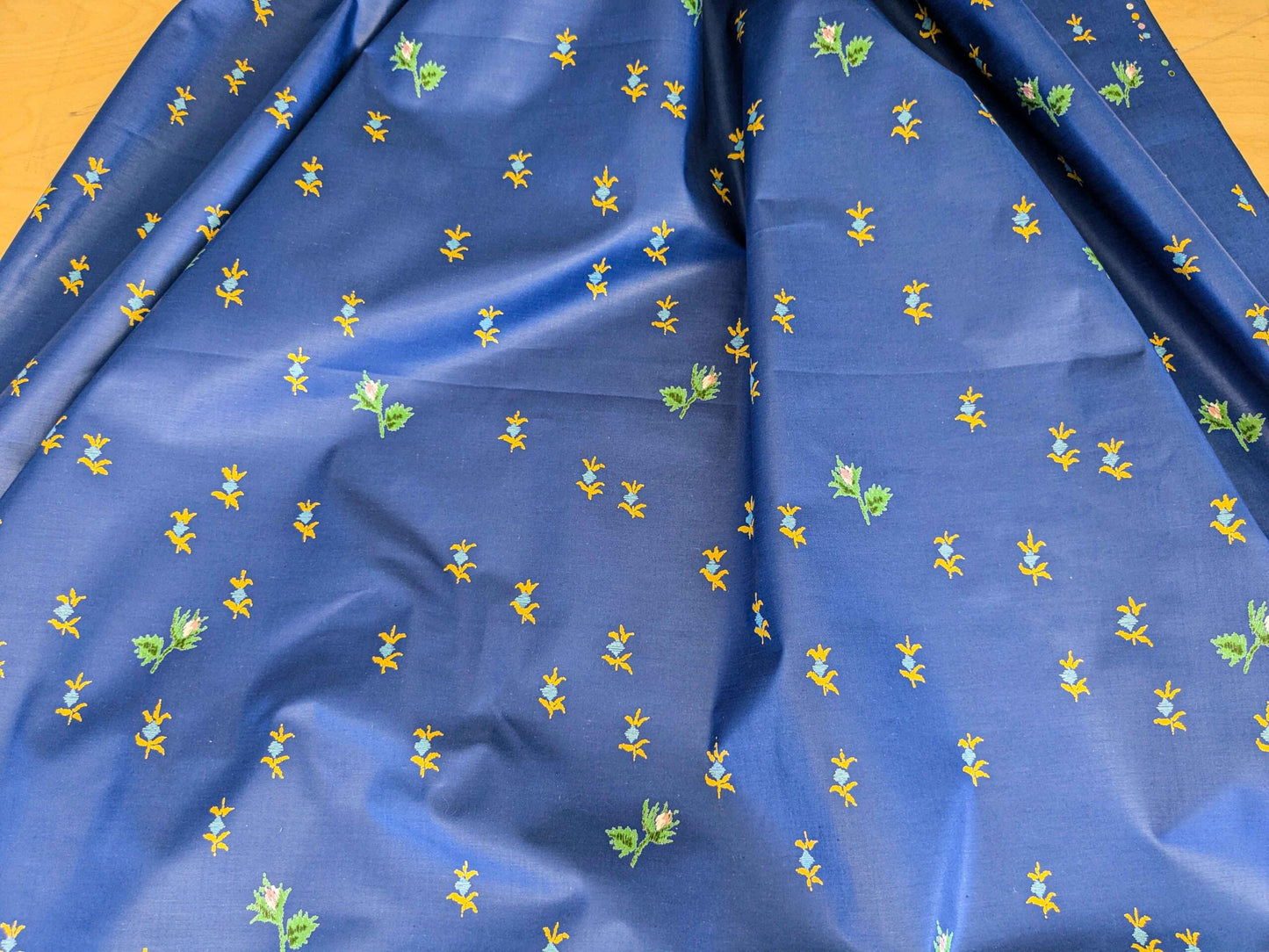 by yard Scalamandre Small Scale Yellow on Blue Botanical Floral Classy