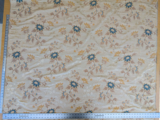 by yard Scalamandre Beige Blue Botanical Brown Grace Rose over Daisy Field Lampas