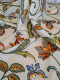 Scalamandre Sanremo Botanical Floral - Green Brown on White Cream
