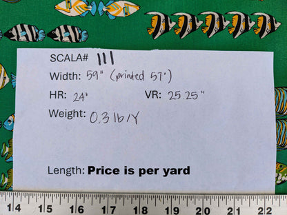 by yard Scalamandre Tropical Fish Ocean Sea Print Multi on Green Animals Cotton