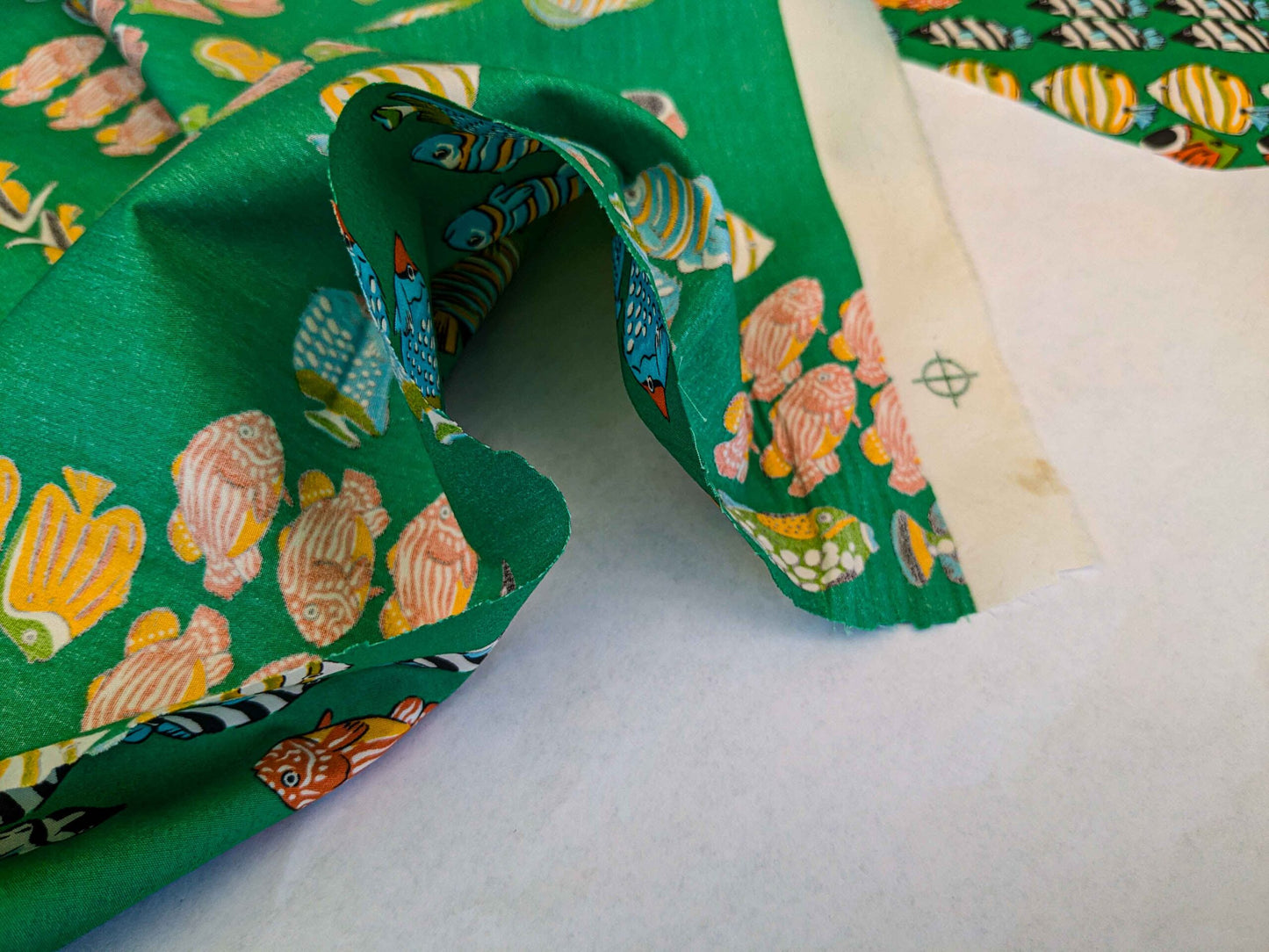 by yard Scalamandre Tropical Fish Ocean Sea Print Multi on Green Animals Cotton