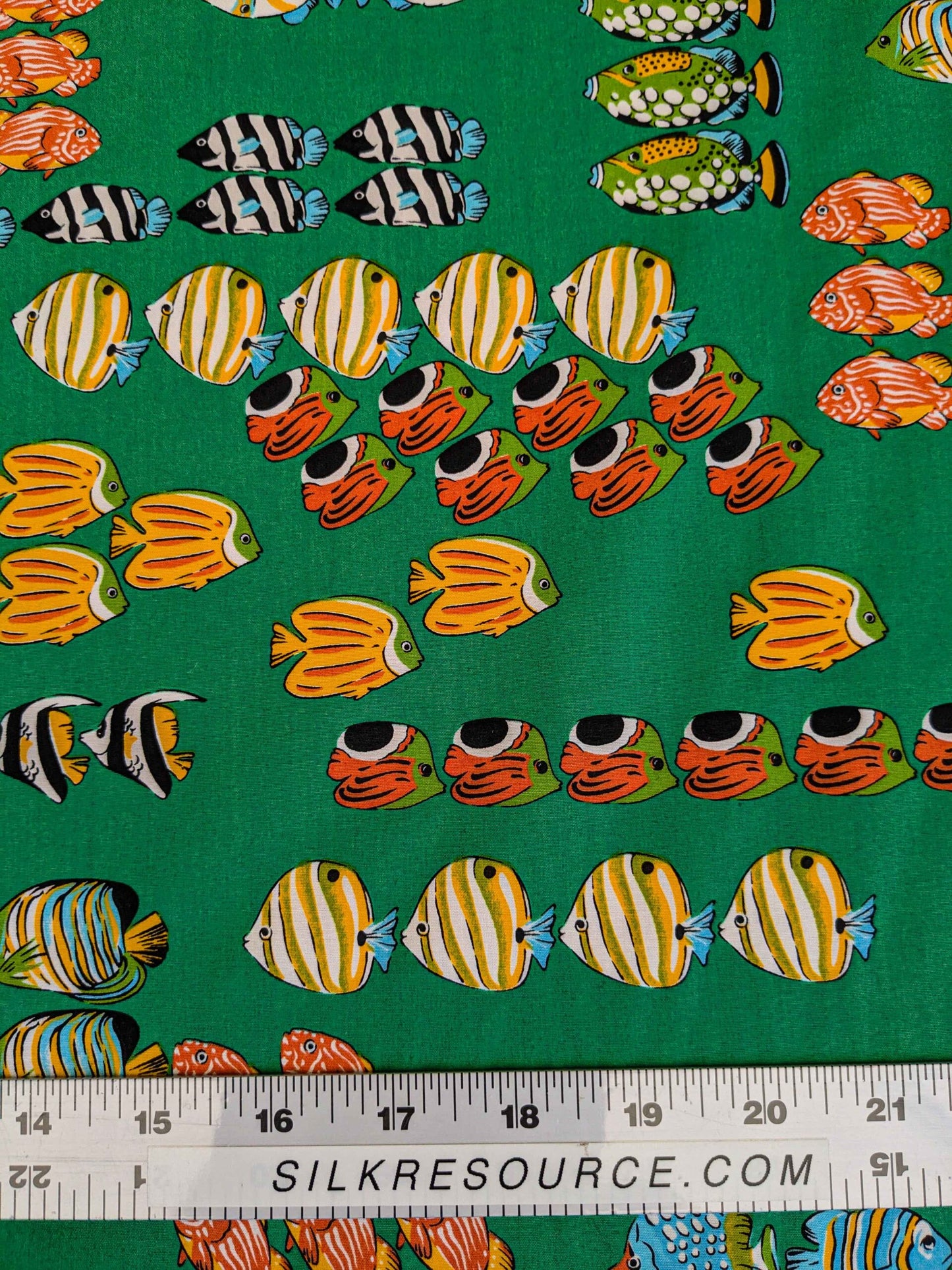 by yard Scalamandre Tropical Fish Ocean Sea Print Multi on Green Animals Cotton