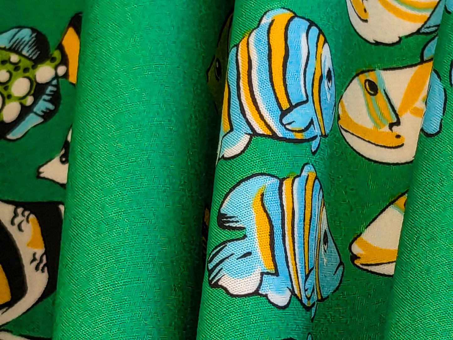 by yard Scalamandre Tropical Fish Ocean Sea Print Multi on Green Animals Cotton