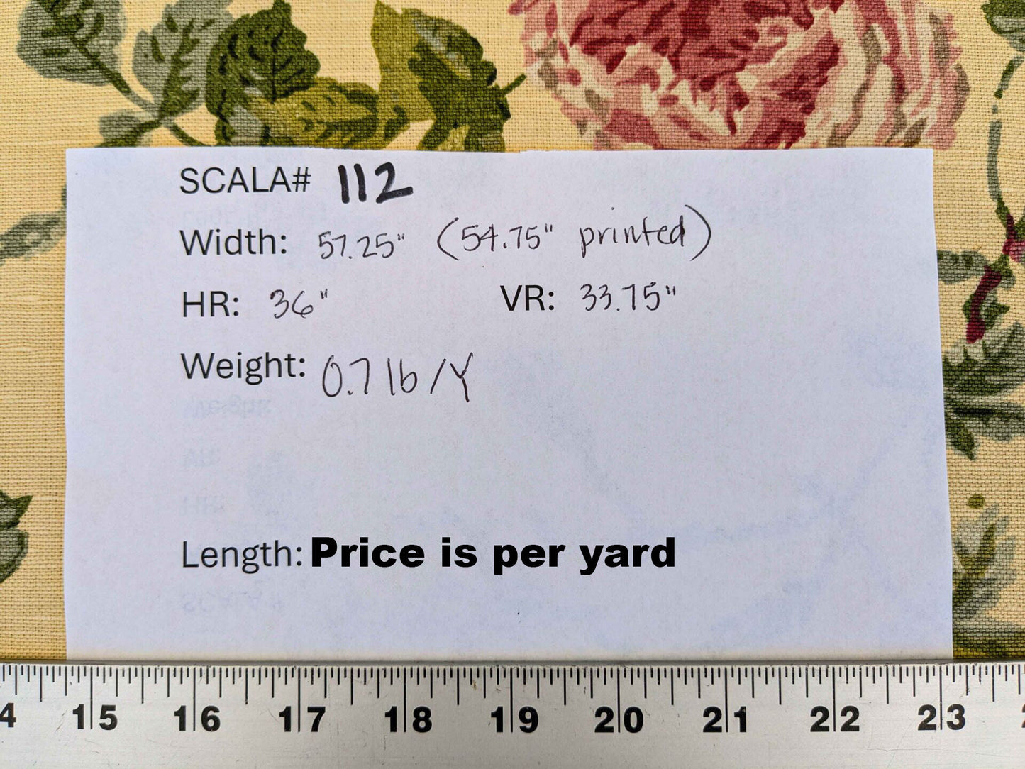 by yard Scalamandre Floral Rose Chintz Pink Red on Beige Pale Butter Yellow Botanical Large Pattern