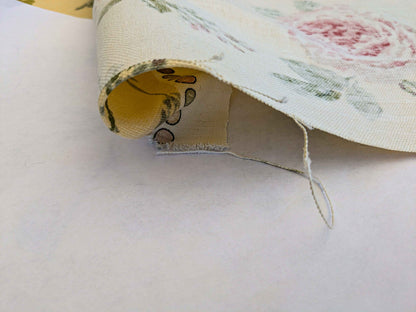 by yard Scalamandre Floral Rose Chintz Pink Red on Beige Pale Butter Yellow Botanical Large Pattern