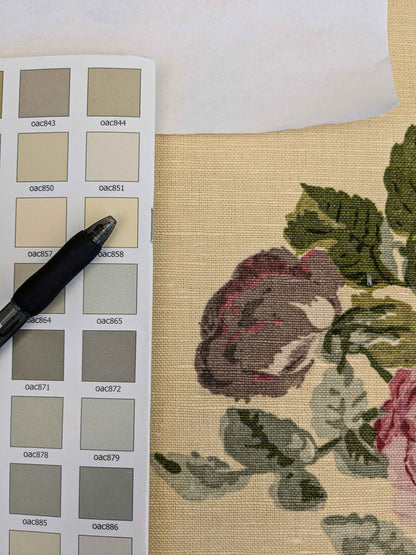 by yard Scalamandre Floral Rose Chintz Pink Red on Beige Pale Butter Yellow Botanical Large Pattern