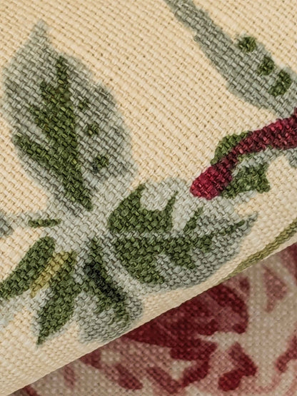 by yard Scalamandre Floral Rose Chintz Pink Red on Beige Pale Butter Yellow Botanical Large Pattern
