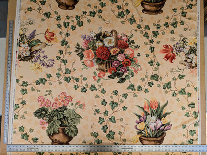 by yard Scalamandre Folie Flamande Rose on Butter Yellow Botanic Illustration Rose Dalia Tulip Ivy Crocus Morning Glory 33-screen! MSRP USD236/y