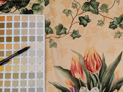 by yard Scalamandre Folie Flamande Rose on Butter Yellow Botanic Illustration Rose Dalia Tulip Ivy Crocus Morning Glory 33-screen! MSRP USD236/y