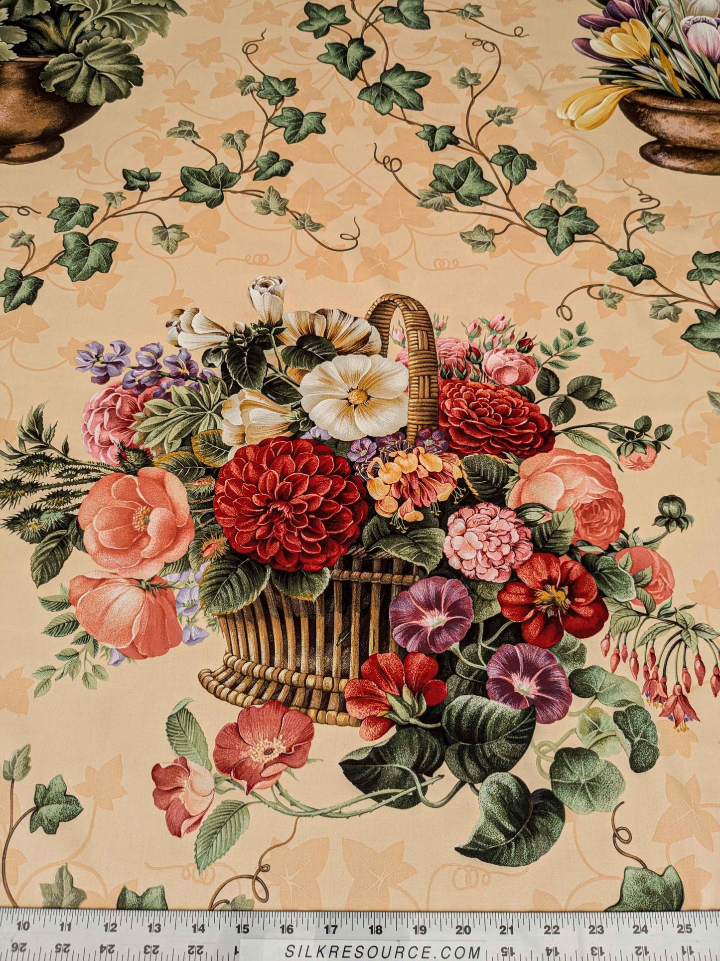 by yard Scalamandre Folie Flamande Rose on Butter Yellow Botanic Illustration Rose Dalia Tulip Ivy Crocus Morning Glory 33-screen! MSRP USD236/y