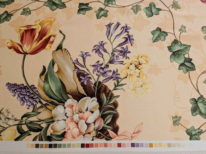 by yard Scalamandre Folie Flamande Rose on Butter Yellow Botanic Illustration Rose Dalia Tulip Ivy Crocus Morning Glory 33-screen! MSRP USD236/y