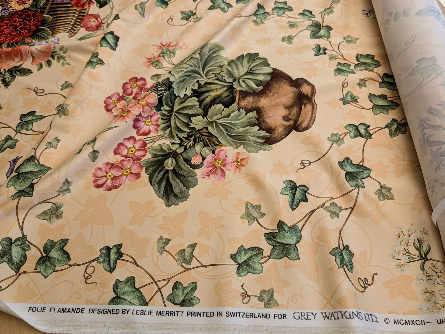 by yard Scalamandre Folie Flamande Rose on Butter Yellow Botanic Illustration Rose Dalia Tulip Ivy Crocus Morning Glory 33-screen! MSRP USD236/y