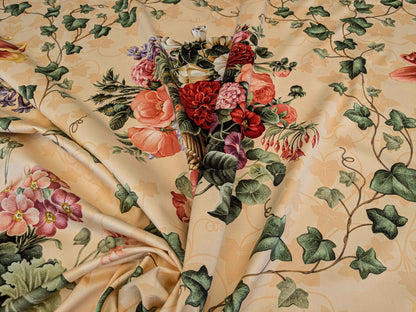 by yard Scalamandre Folie Flamande Rose on Butter Yellow Botanic Illustration Rose Dalia Tulip Ivy Crocus Morning Glory 33-screen! MSRP USD236/y