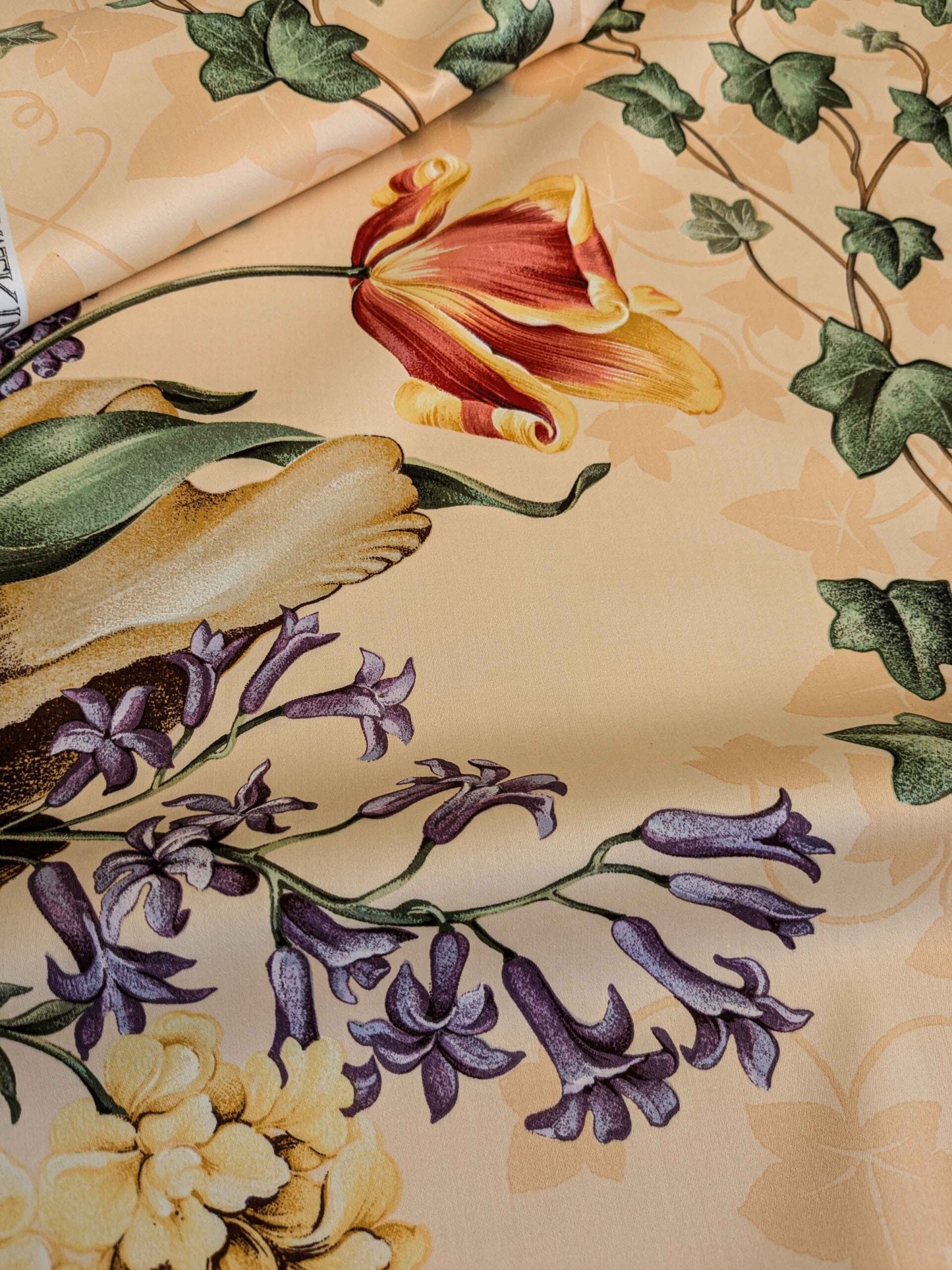 by yard Scalamandre Folie Flamande Rose on Butter Yellow Botanic Illustration Rose Dalia Tulip Ivy Crocus Morning Glory 33-screen! MSRP USD236/y
