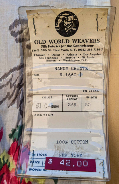 2.3y Scalamandre Nancy Chintz Creme Floral Stripe Yellow Blue Green Red White Cream
