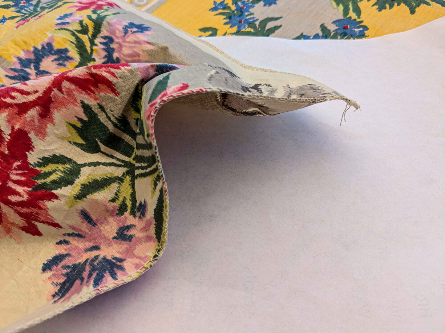 2.3y Scalamandre Nancy Chintz Creme Floral Stripe Yellow Blue Green Red White Cream