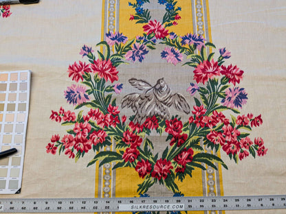 2.3y Scalamandre Nancy Chintz Creme Floral Stripe Yellow Blue Green Red White Cream