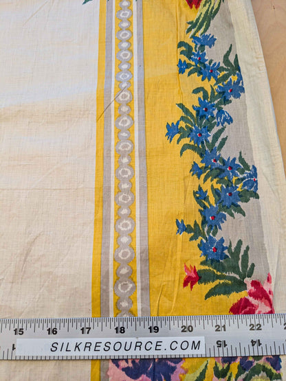 2.3y Scalamandre Nancy Chintz Creme Floral Stripe Yellow Blue Green Red White Cream