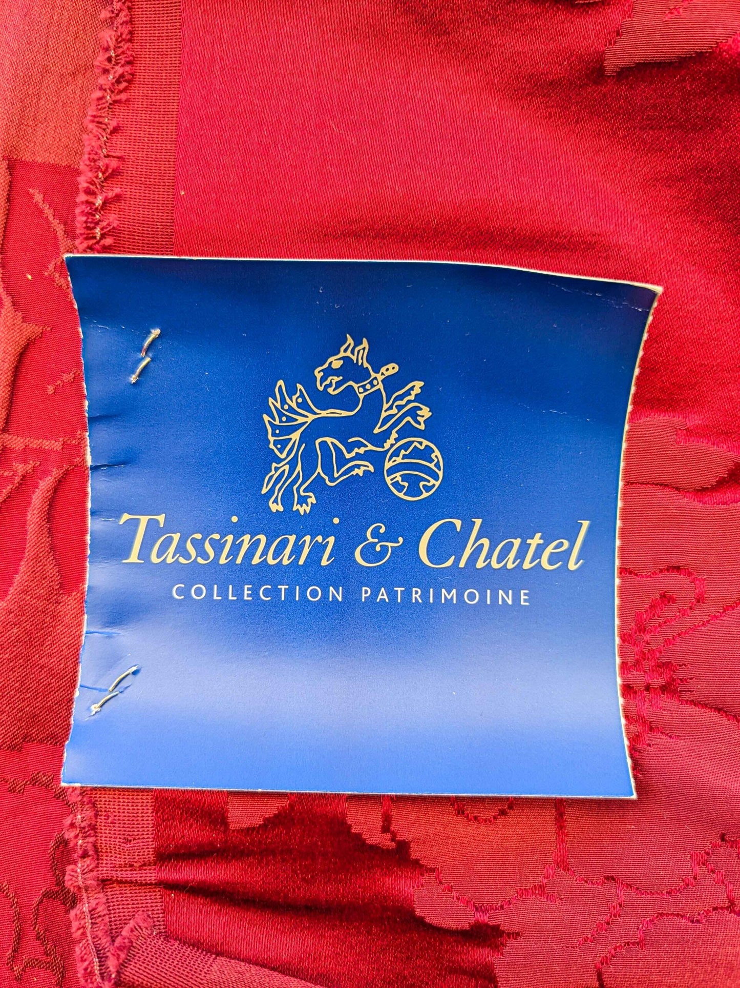 1.9y Tassinari &amp; Chatel Josephine in Cerise Red Silk Damask Medallion Renaissance Neoclassical MSRP USD 1000+/y