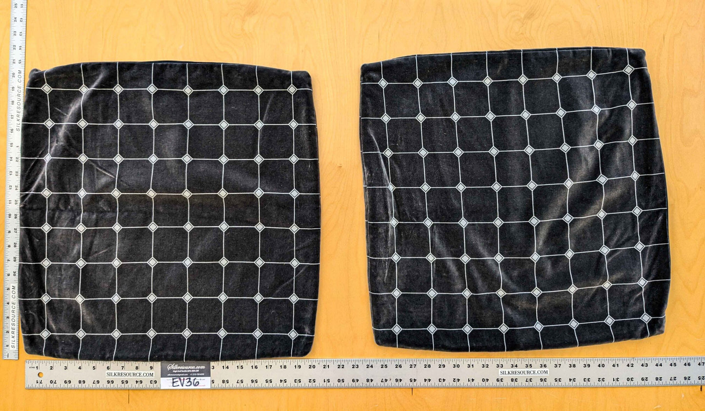 1 EV36 Scalamandre 2 Pieces Pillow Case only Black White Plaid Check Square Geometric 20"x20"