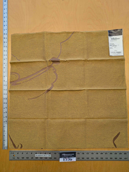 2 EV36 Lelievre Paris Samourai Cytise Gold Brown Linen Cotton Art Deco Abstract 25"x25"