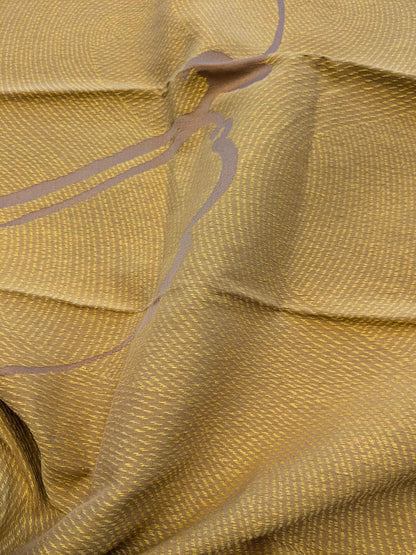 2 EV36 Lelievre Paris Samourai Cytise Gold Brown Linen Cotton Art Deco Abstract 25"x25"