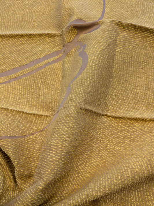 2 EV36 Lelievre Paris Samourai Cytise Gold Brown Linen Cotton Art Deco Abstract 25"x25"