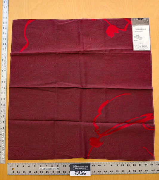 3 EV36 Lelievre Paris Samourai Rubis Red Linen Cotton Art Deco Abstract 25"x25"