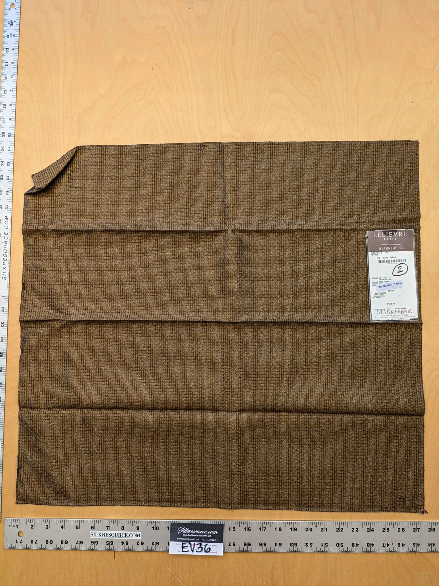 5 EV36 Lelievre Paris Graphite Ho Pepite Cotton Brown Small Scale Texture Solid 24"x27"