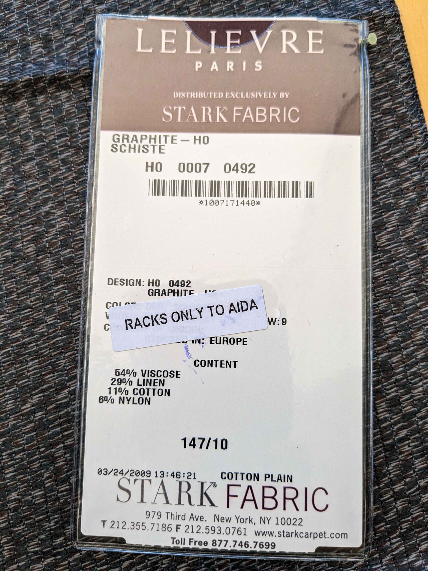 6 EV36 Lelievre Paris Graphite Ho Schiste Cotton Black Small Scale Texture Solid 25"x27"