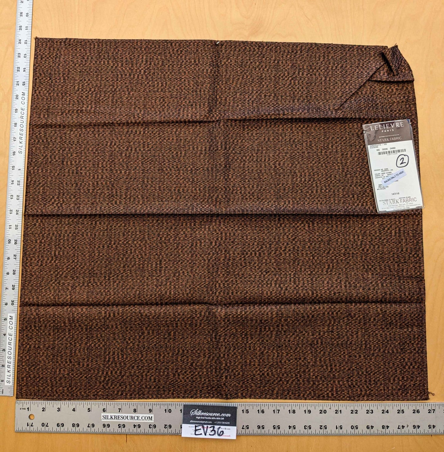 8 EV36 Lelievre Paris Graphite Ho Cuivre Brown Orange Cotton Black Small Scale Texture Solid 24"x27"