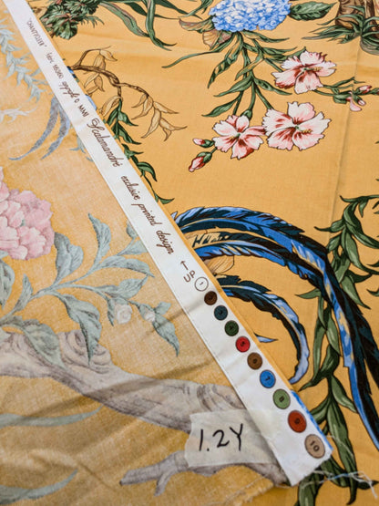 Special Order By Yard Scalamandre Chanticleer Mustard Cotton Yellow Rooster Chicken Country Bird Animal Botanical Foliage MSRP USD 836/y