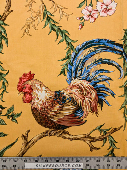 Special Order By Yard Scalamandre Chanticleer Mustard Cotton Yellow Rooster Chicken Country Bird Animal Botanical Foliage MSRP USD 836/y