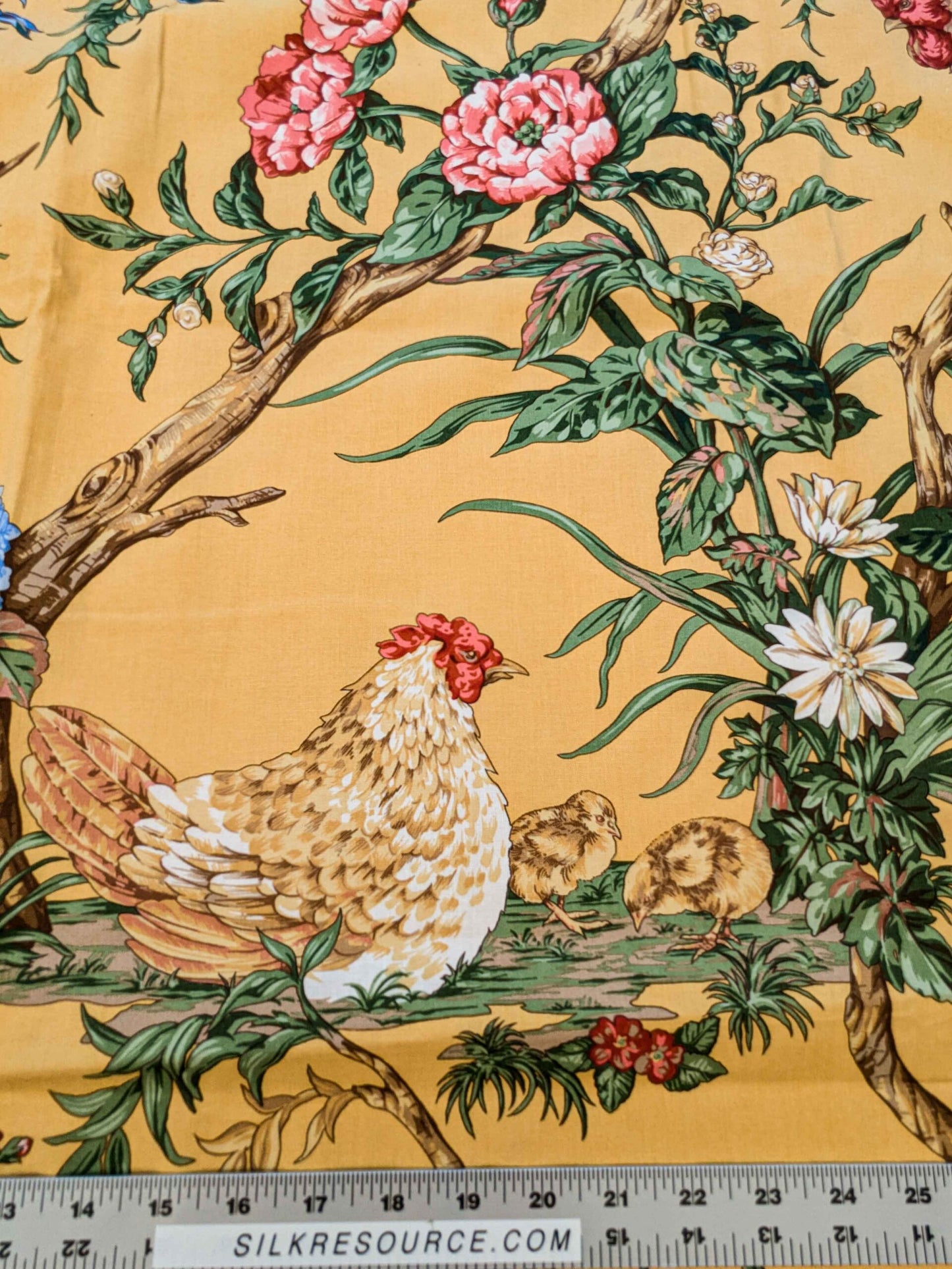 Special Order By Yard Scalamandre Chanticleer Mustard Cotton Yellow Rooster Chicken Country Bird Animal Botanical Foliage MSRP USD 836/y