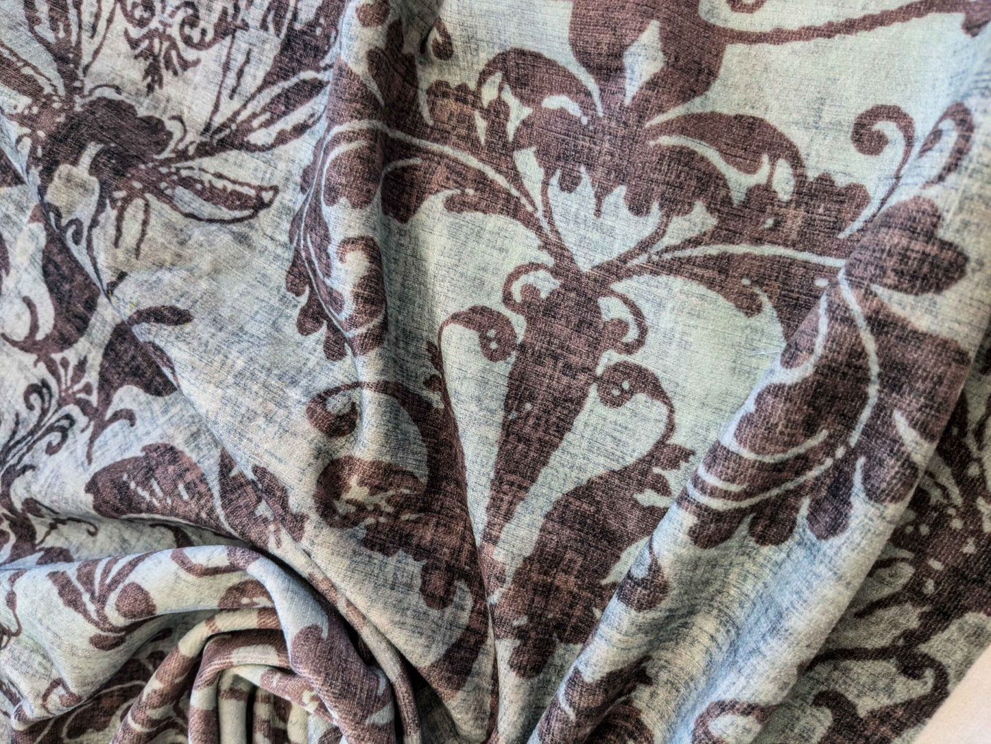 13 EV36 Scalamandre Damask Velvet Blue Brown Renaissance Historical 28"W x 50"L