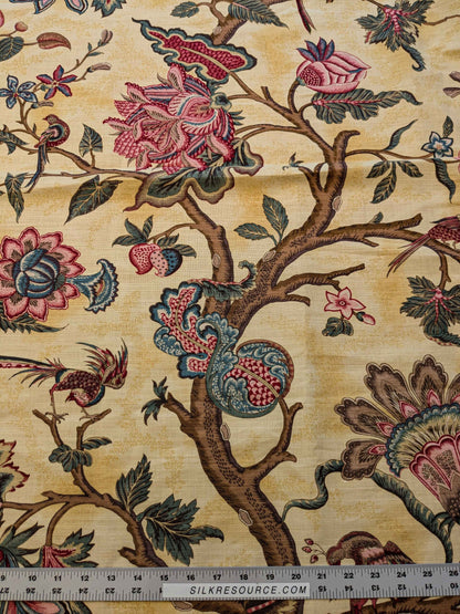 14 EV36 Scalamandre  1.3y x 59"wide Pomegranate Tree Of Life Foliage Jacobean Garden Print Fabric Gold