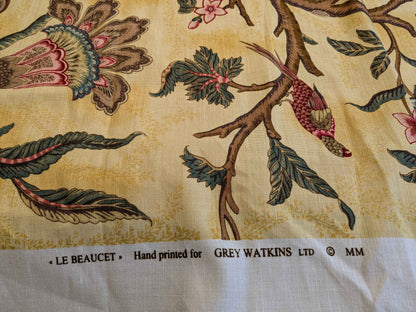 14 EV36 Scalamandre  1.3y x 59"wide Pomegranate Tree Of Life Foliage Jacobean Garden Print Fabric Gold