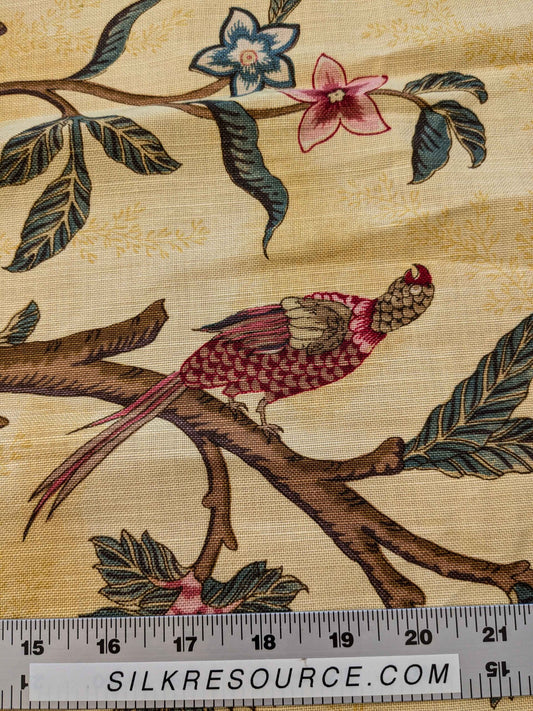 14 EV36 Scalamandre  1.3y x 59"wide Pomegranate Tree Of Life Foliage Jacobean Garden Print Fabric Gold