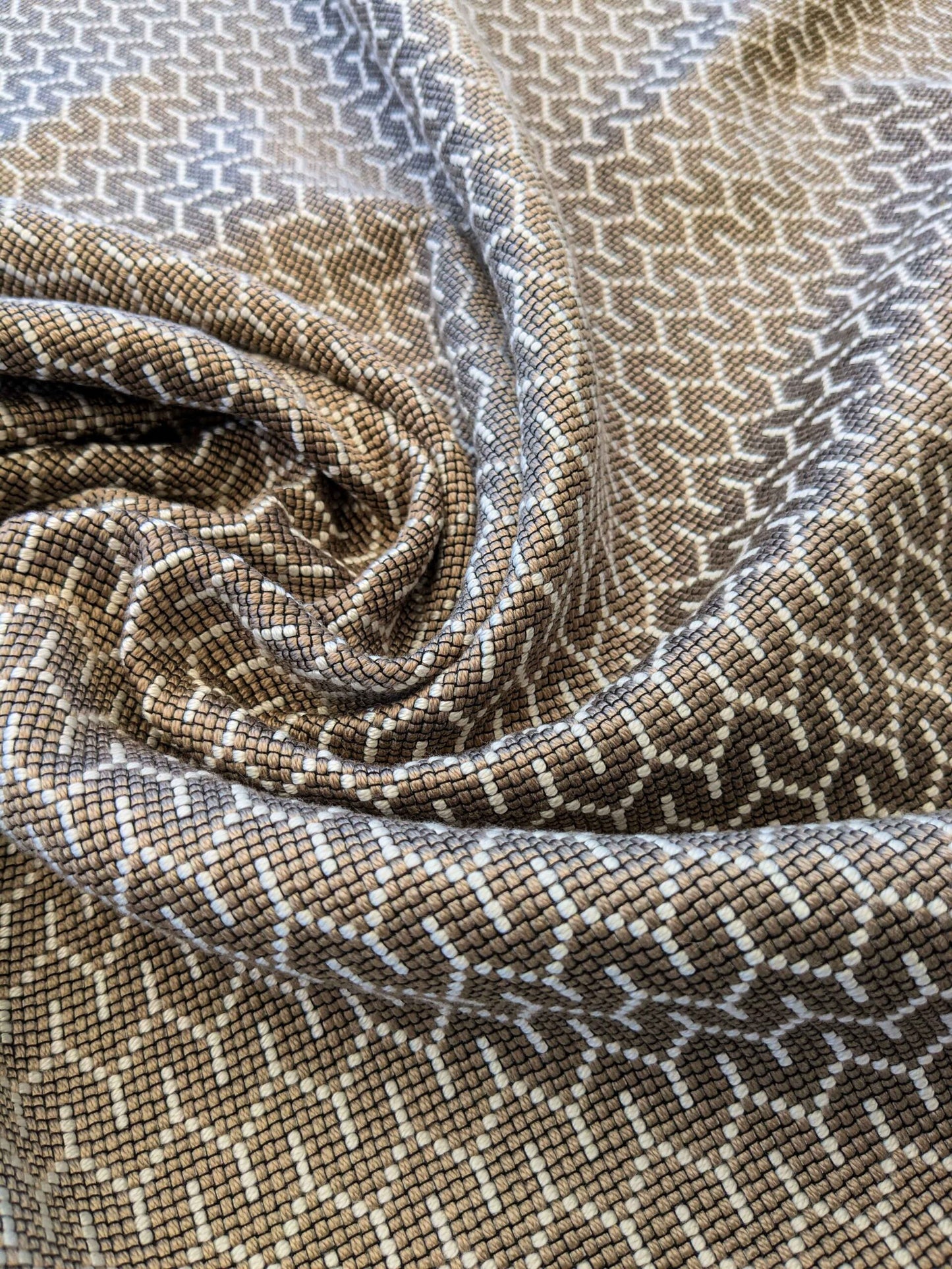 15 EV36  Scalamandre Brown White Geometric Small Scale Texture 1yd x 56"width