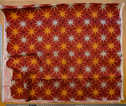 17 EV36 Scalamandre Fabric Star Power Red Yellow White Geometric Diamond Linen 2.6y x 53"W