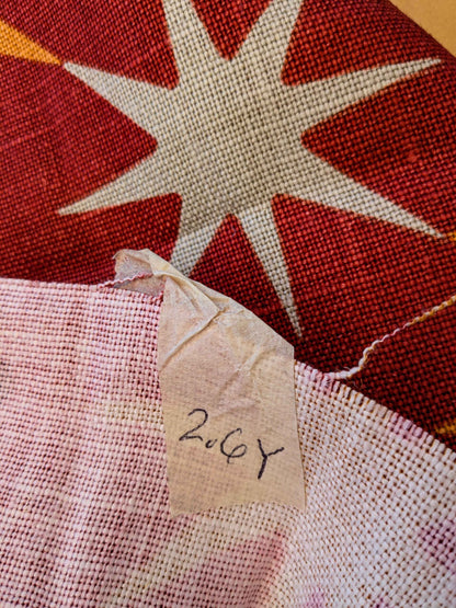 17 EV36 Scalamandre Fabric Star Power Red Yellow White Geometric Diamond Linen 2.6y x 53"W