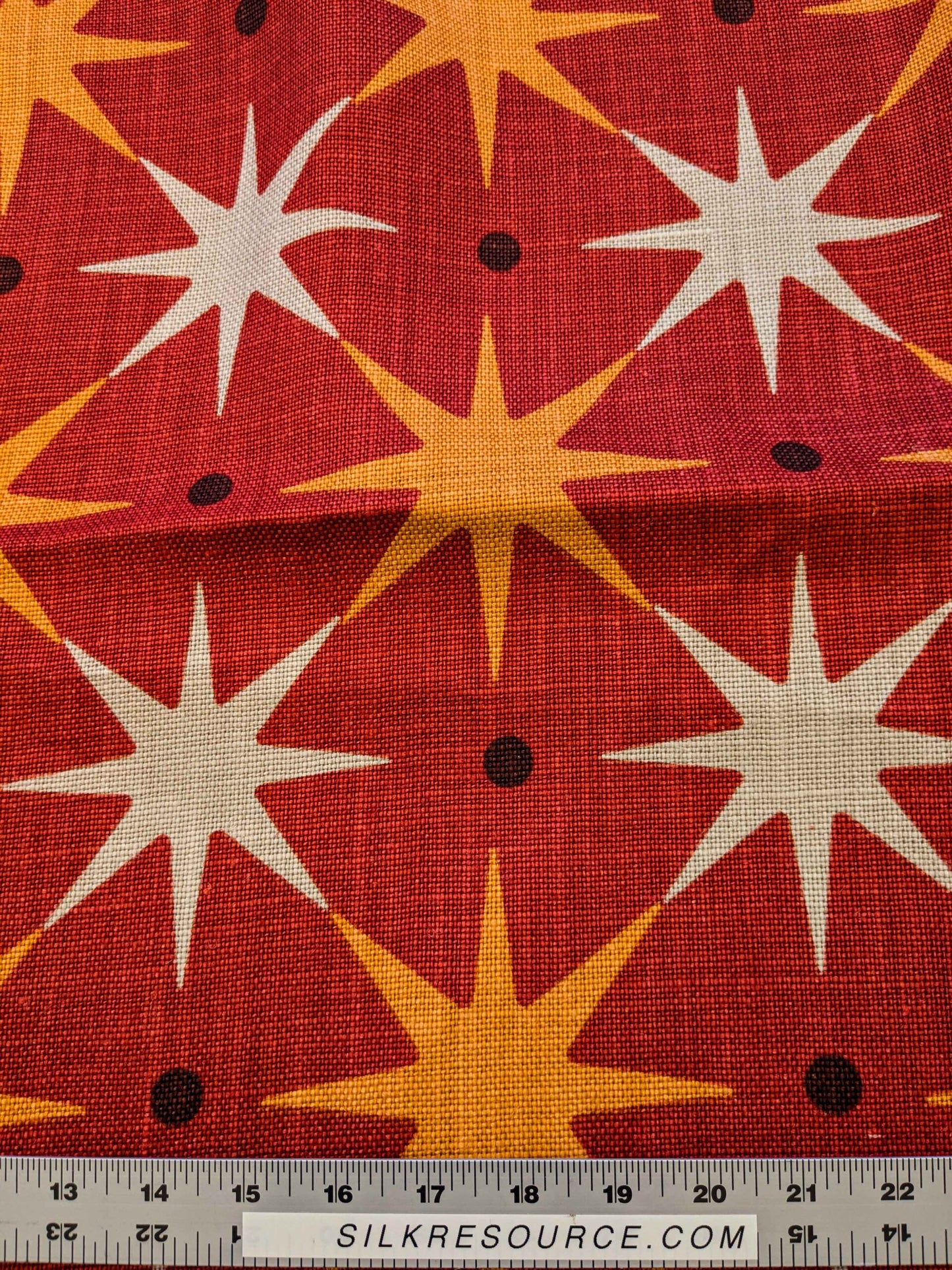 17 EV36 Scalamandre Fabric Star Power Red Yellow White Geometric Diamond Linen 2.6y x 53"W