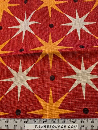 17 EV36 Scalamandre Fabric Star Power Red Yellow White Geometric Diamond Linen 2.6y x 53"W