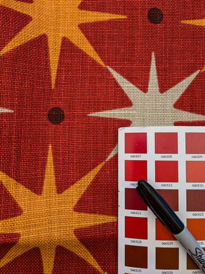 17 EV36 Scalamandre Fabric Star Power Red Yellow White Geometric Diamond Linen 2.6y x 53"W