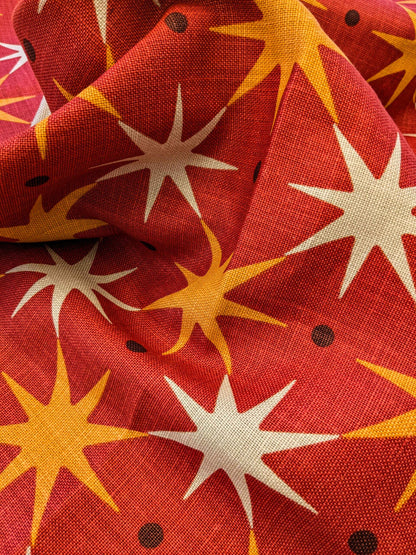 17 EV36 Scalamandre Fabric Star Power Red Yellow White Geometric Diamond Linen 2.6y x 53"W