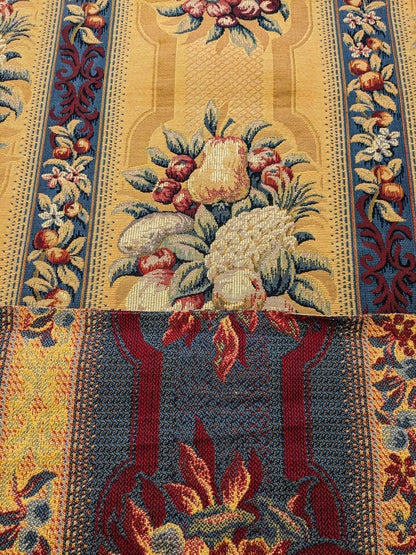 20 EV36 Scalamandre Fruits De La Passion Multi on Gold Stripe Cotton Botanical Neoclassical 1.9 yds  x 29"W