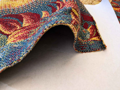 19 EV36 Scalamandre Fruits De La Passion Multi on Gold Stripe Cotton Botanical Neoclassical 1.8 yds x 28"W